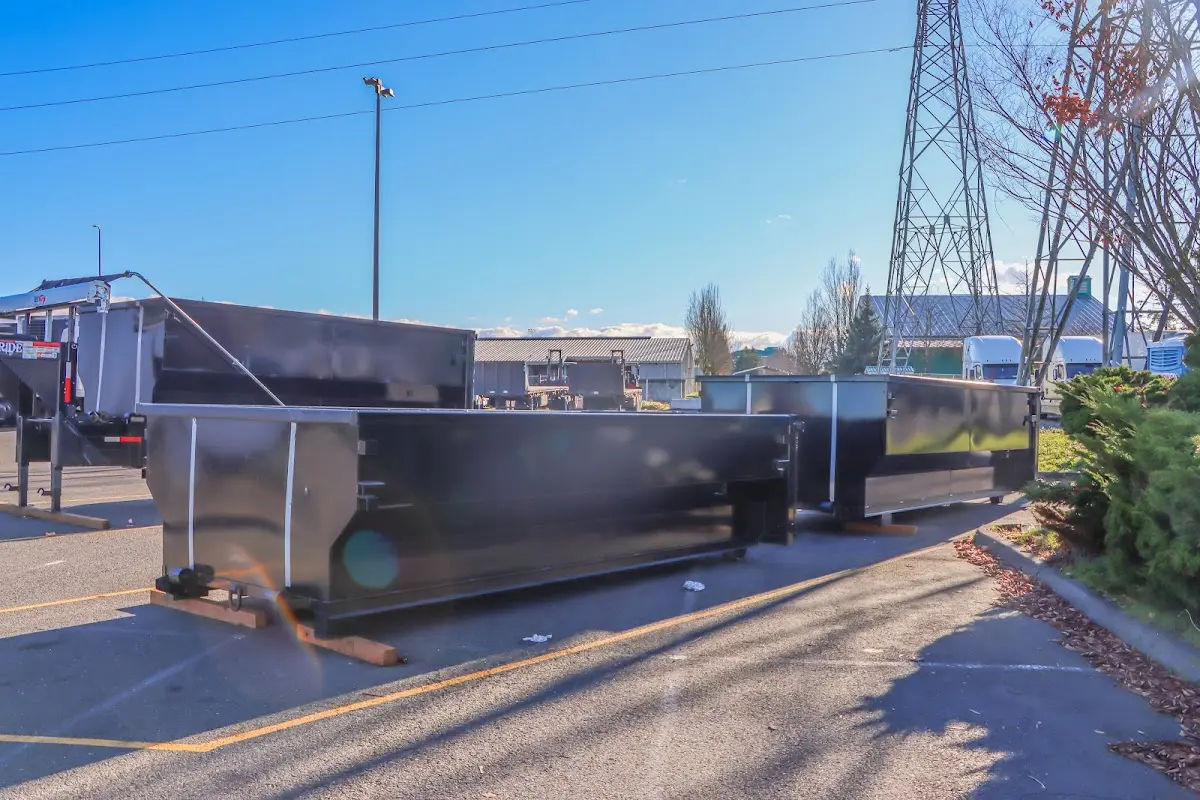 Roll-off dumpster ready for waste disposal at job site for 3 Yard Dumpster Rental in Winnetka